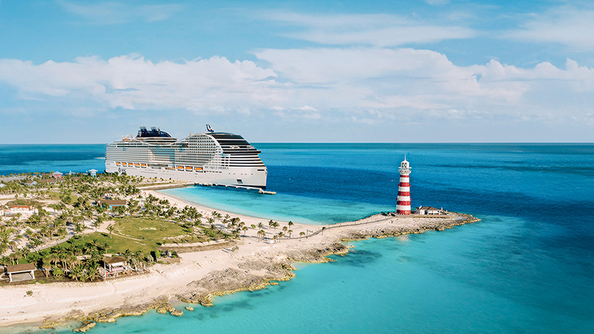 MSC World America ship in the Caribbean