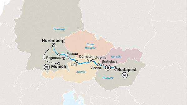 Danube in Depth itinerary map